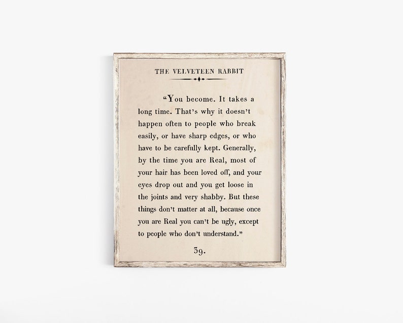 the velveteen rabbit quote printcustom text etsy