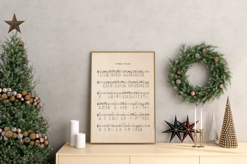 O Holy Night Music Sheet Vintage Print Christmas Song - Etsy