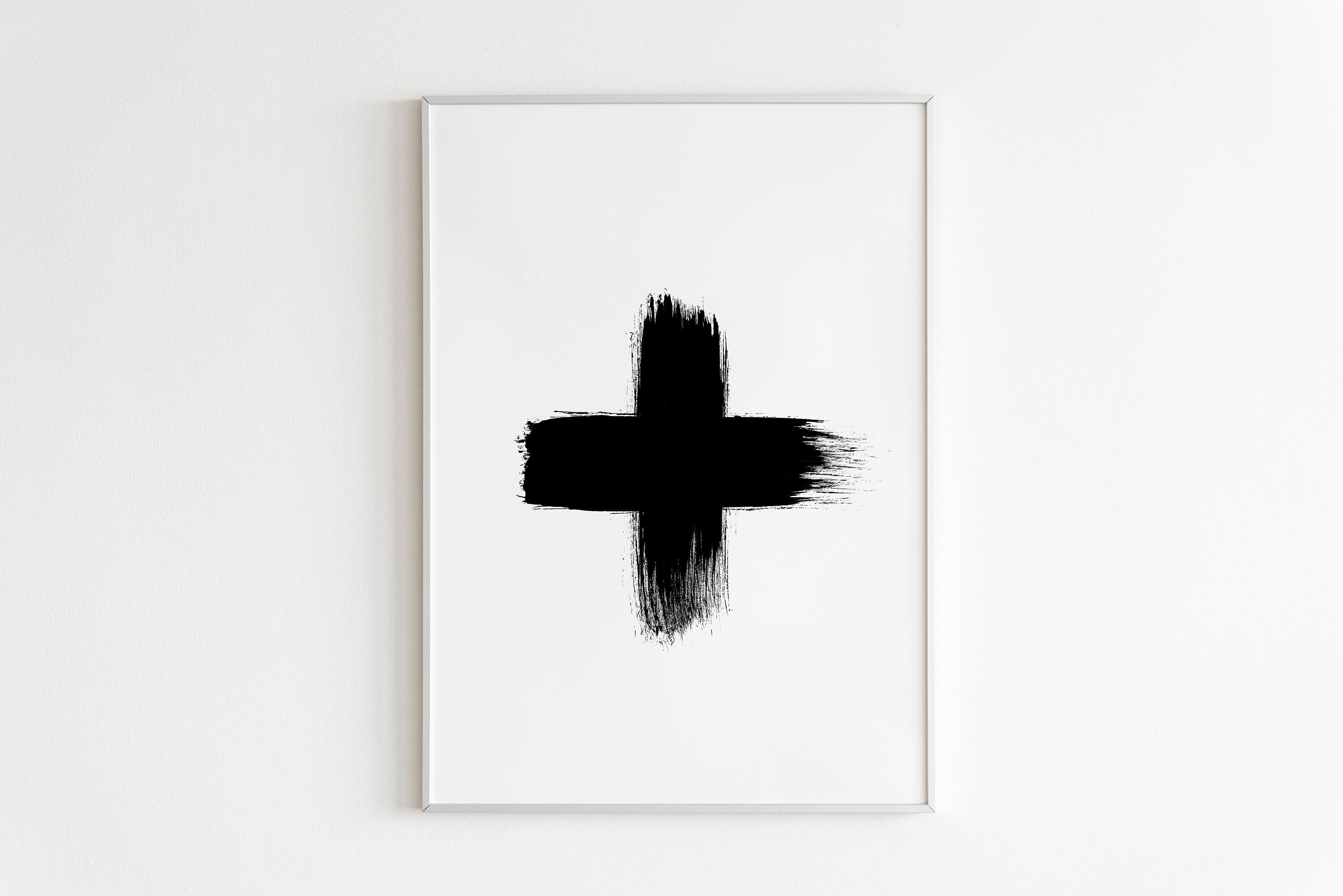 Swiss Cross Wall Art Black Paint Brush Stroke Print Etsy Canada