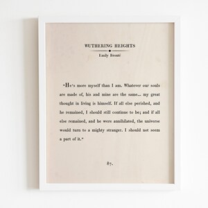 Svindlande höjder, boksida, utskrivbar väggkonst, Emily Brontë citat, motiverande citat, boksida, bokpassage, boksidatryck, gammal boktryck bild 6