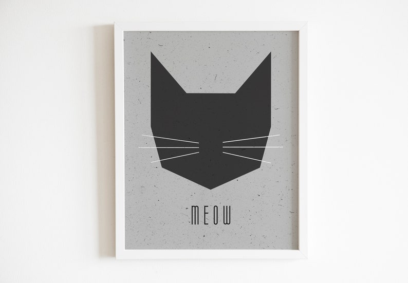 Cat Says Meow Printable Scandinavian Poster Nursery Wall image 9