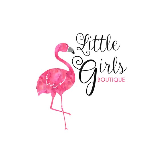 Premade Logo rosa Flamingo caligrafía acuarela Logo-niños ropa | Etsy México