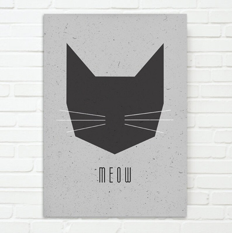 Cat Says Meow Printable Scandinavian Poster Nursery Wall image 6