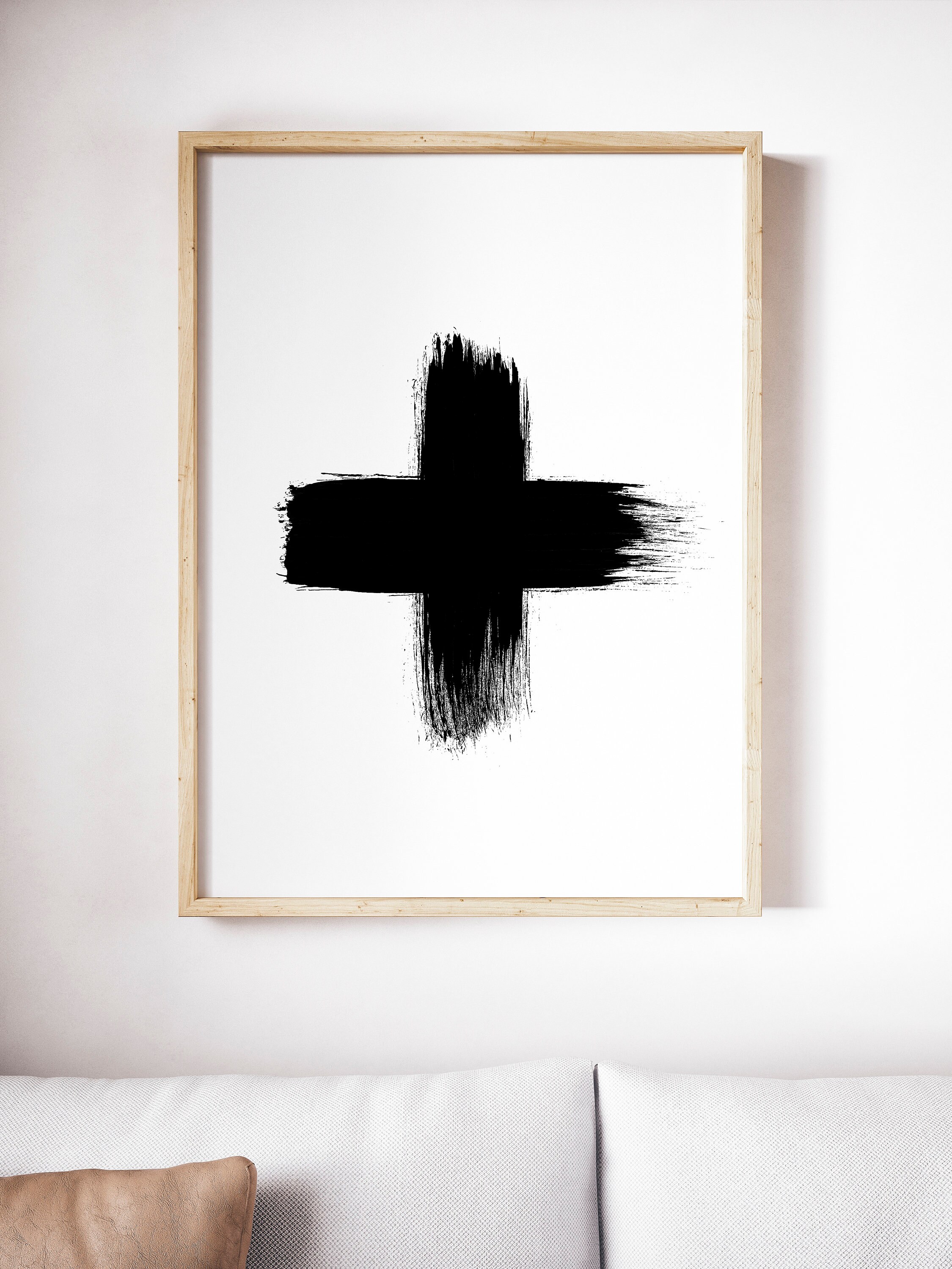 Swiss Cross Wall Art Black Paint Brush Stroke Print Etsy Canada