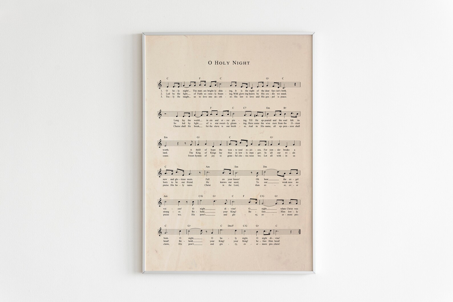 O Holy Night Music Sheet Vintage Print Christmas Song - Etsy