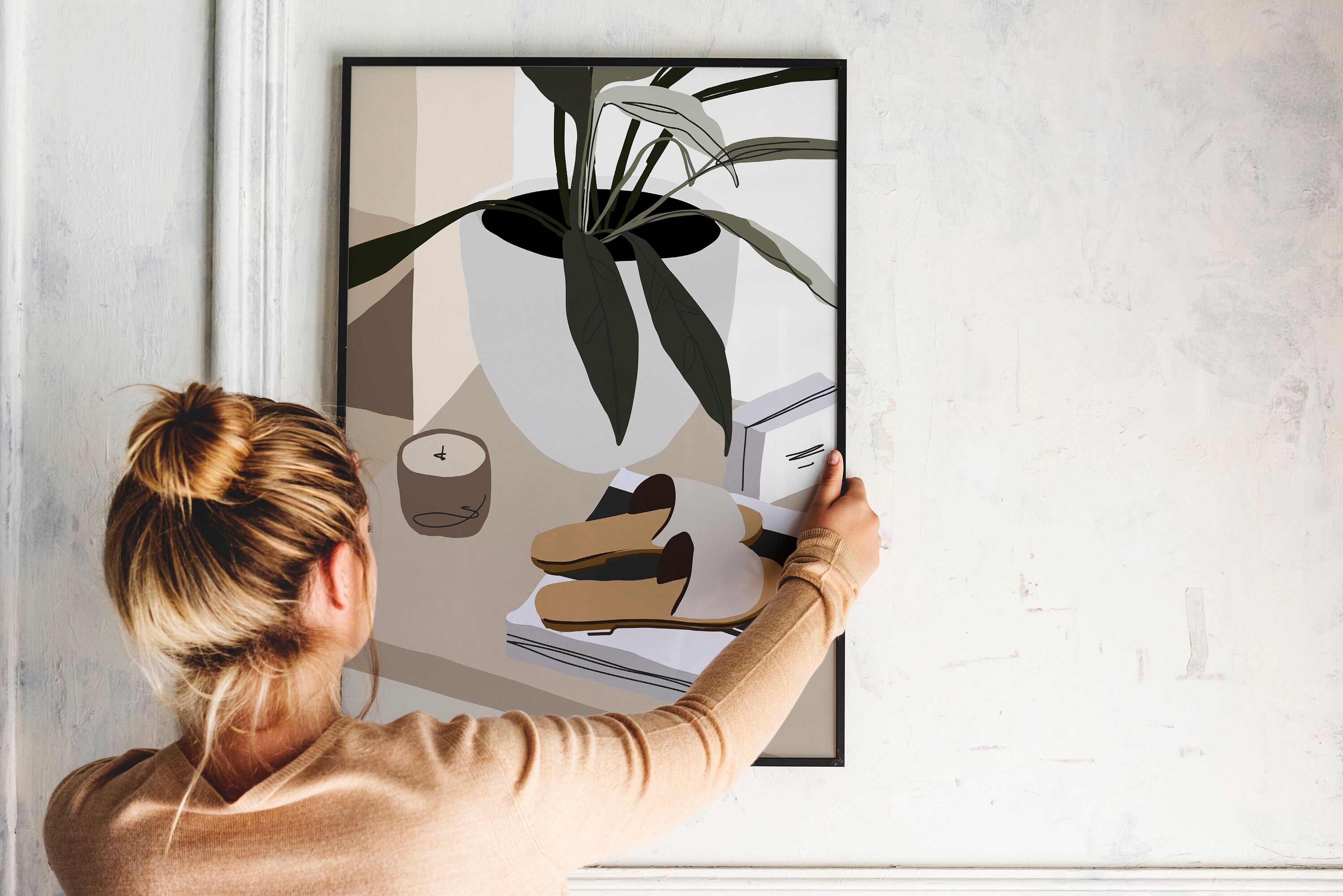 Minimal Living Room Wall Art Print Abstract Wall Art Mid | Etsy