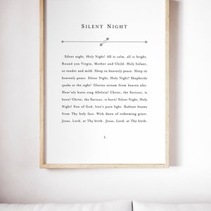 Silent Night Printable Wall Art,christmas Song Lyrics Print,christian ...