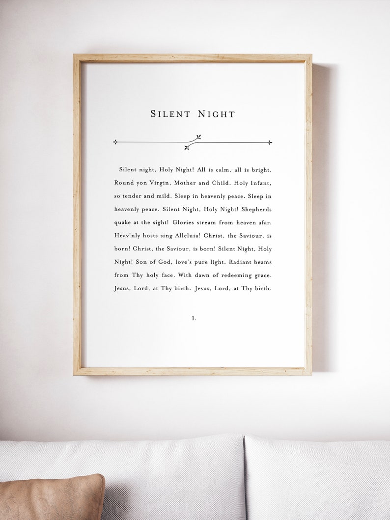 Silent Night Printable Wall Artchristmas Song Lyrics - Etsy