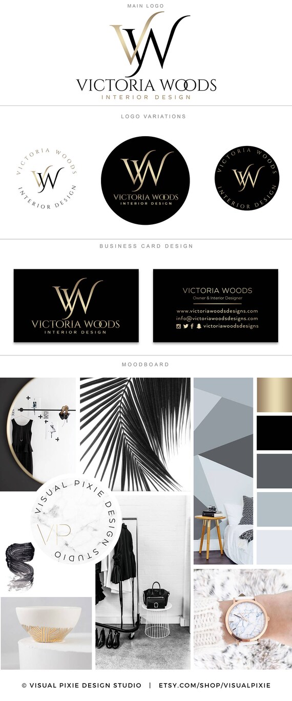 Premium Branding Package Luxury Gold Black Logo Hair Salon Etsy