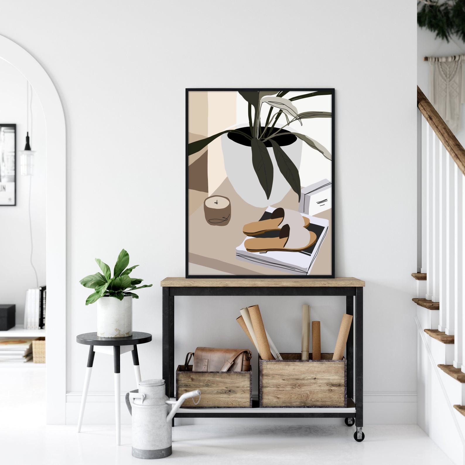 Minimal Living Room Wall Art Print Abstract Wall Art Mid | Etsy