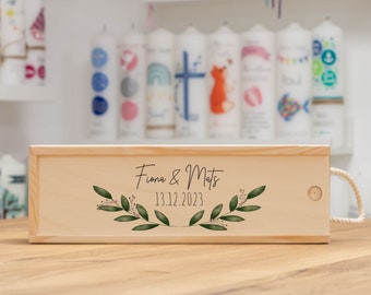 Aufbewahrungsbox mit Designdruck ZWEIGE personalisiert - für deine Hochzeitskerze