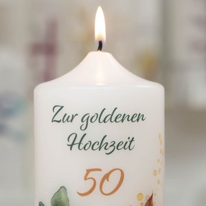 Kerze zur Goldenen Hochzeit mit Designdruck GOLDMARIE Bild 4