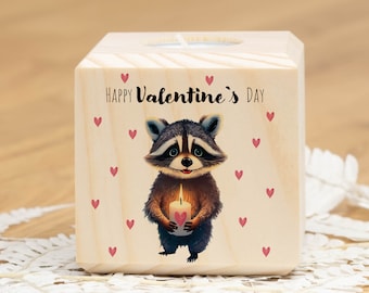 Teelichtwürfel Holz WASCHBÄR VALENTIN