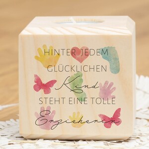 Teelichtwürfel aus Holz ERZIEHERin HÄNDE als Geschenk