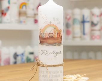 Taufkerze personalisiert mit Designdruck RÜDIGER mit  Arche Noah für Jungen und Mädchen
