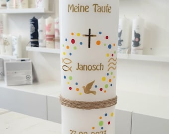 Taufkerze JANOSCH wachsverziert und personalisiert