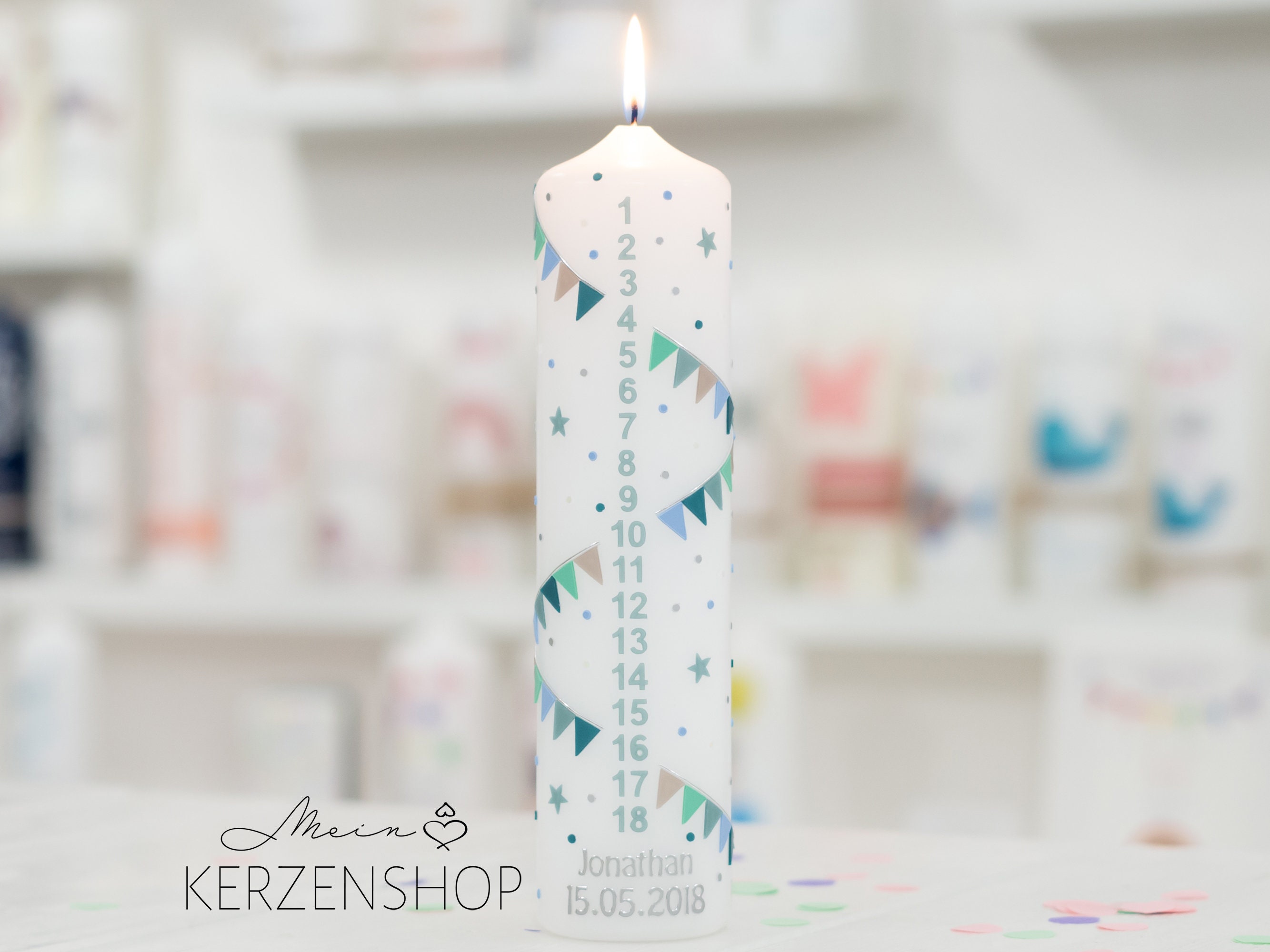 ♡ Hochzeitskerze Zur Silbernen Hochzeit PLUMERIA Wachsverziert