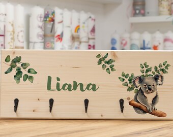 Garderobe aus Holz KOALA mit Eukalyptus - personalisiert für Dein Kinderzimmer