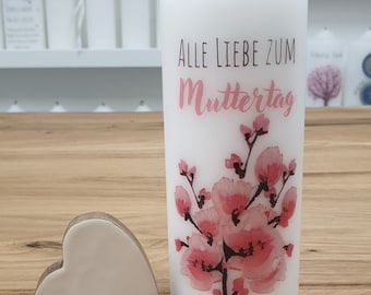 Kerze mit Designdruck BLUMENSTRAUSS zu Muttertag