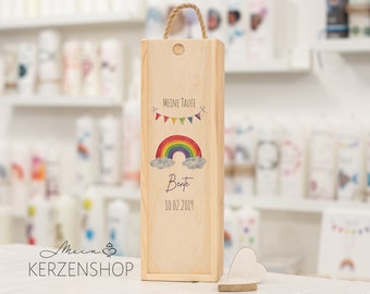 Aufbewahrungsbox HOLZ personalisiert REGENBOGEN für deine Kerze 53949