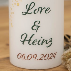 Kerze zur Goldenen Hochzeit mit Designdruck GOLDMARIE Bild 6