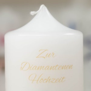 Kerze zur Diamantenen Hochzeit mit Designdruck DIAMOND image 6