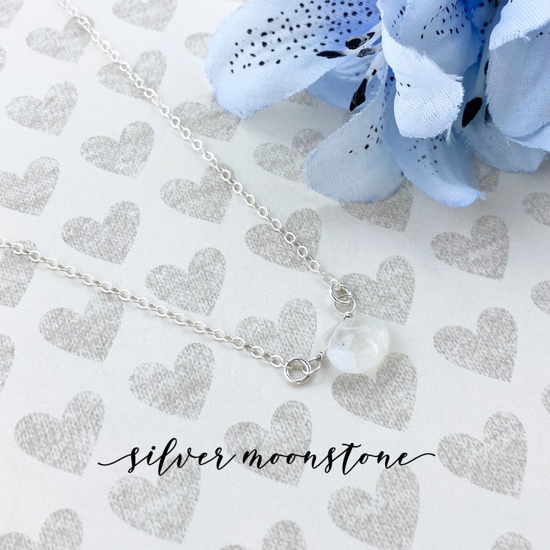 Silver Moonstone Gemstone Necklace Moonstone Teardrop Sterling Silver or Gold Filled Moonstone Necklace Wire Wrapped Moonstone
