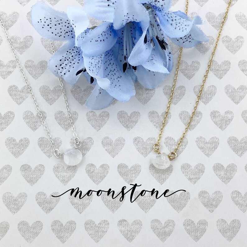 Silver Moonstone Gemstone Necklace Moonstone Teardrop Sterling Silver or Gold Filled Moonstone Necklace Wire Wrapped Moonstone