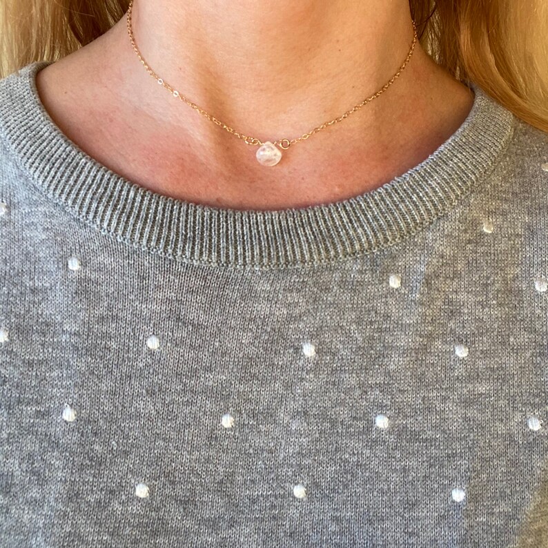 Silver Moonstone Gemstone Necklace Moonstone Teardrop Sterling Silver or Gold Filled Moonstone Necklace Wire Wrapped Moonstone