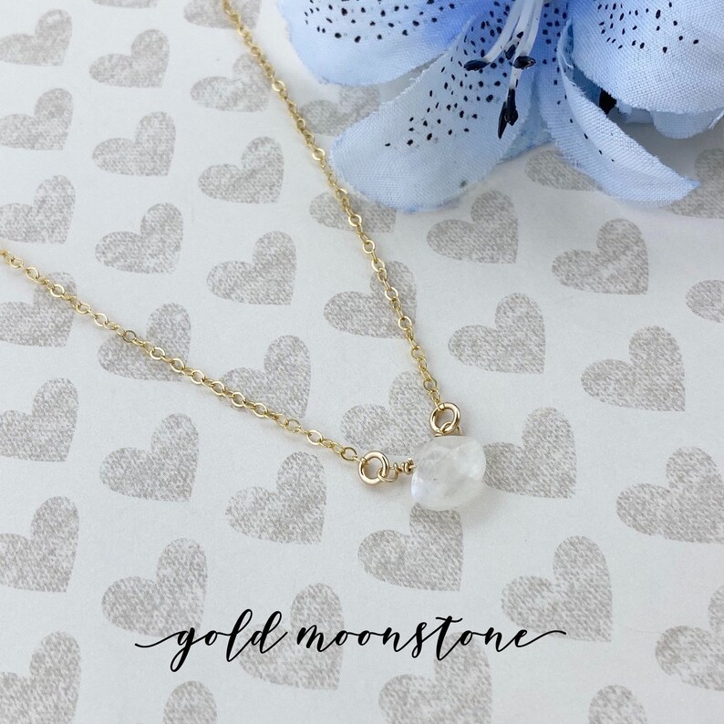 Silver Moonstone Gemstone Necklace Moonstone Teardrop Sterling Silver or Gold Filled Moonstone Necklace Wire Wrapped Moonstone