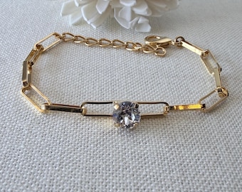 Swarovski Crystal Gold Paper Clip Bracelet – Solitaire Jewelry