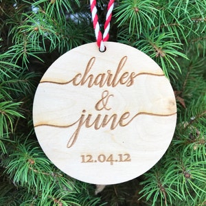 Our First Christmas Ornament, Personalized Ornaments, Mr & Mrs, Wedding Gift Tag, Bridal Shower Gifts, Just Married, Bride and Groom