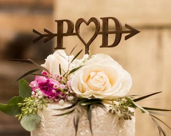 Adorno para tarta de boda rústica, adornos para tartas de boda, flecha, corazón, decoraciones para despedidas de soltera, bodas, decoración de boda bohemia, mesa de postres, AH001