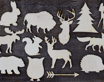 Recortes de animales del bosque: Kit de móvil DIY para guardería, decoración para baby shower