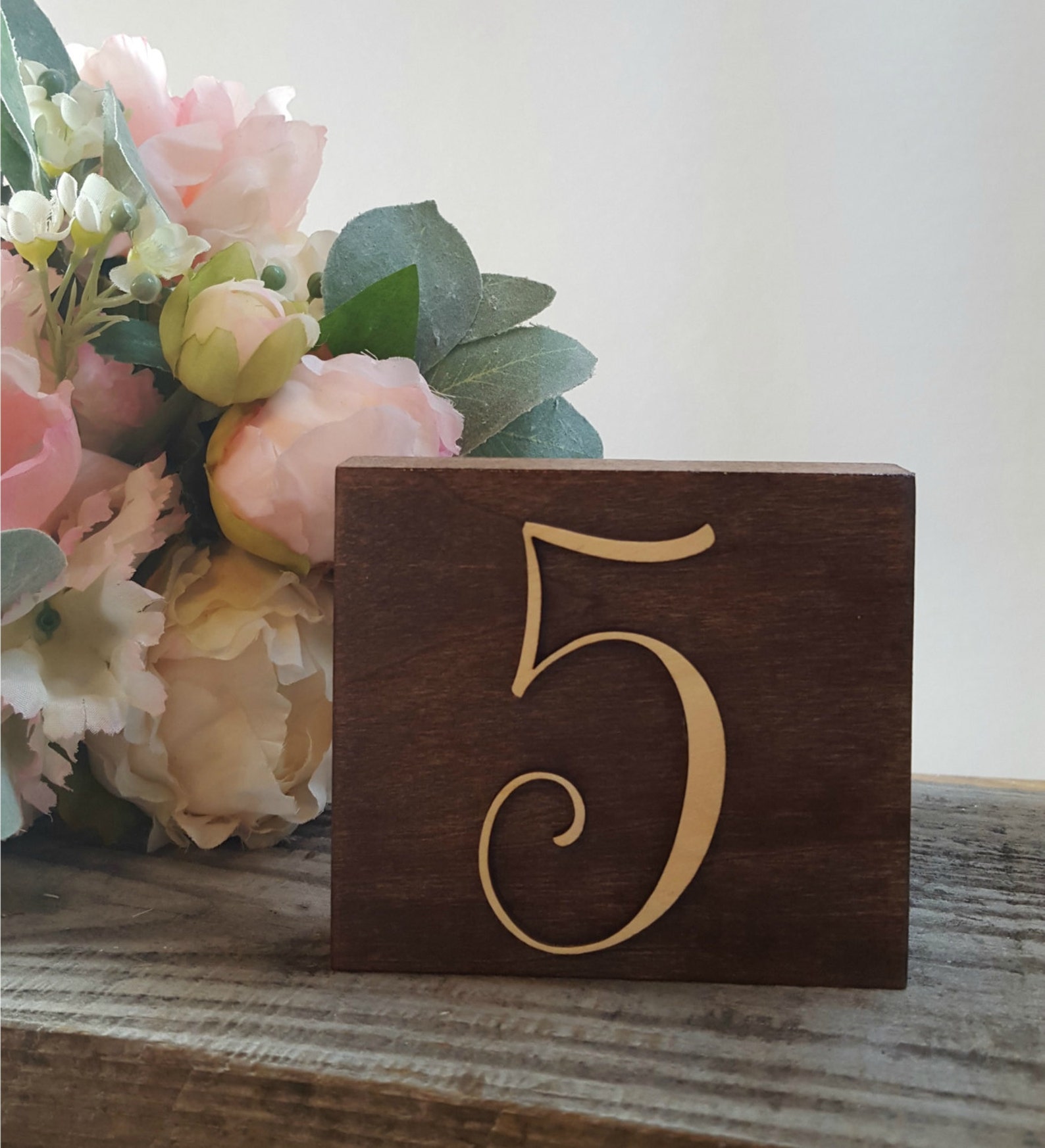 Wedding Table Numbers Rustic Wood Block Table Number Gold Etsy