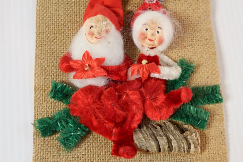 Vintage Santa and Mrs Claus  Scandinavian paper mâché face image 0