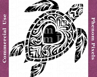 Sea Turtle Damask Deco - Commercial Use - png and Vector Formats svg eps ai - Digital Download - Print Cut Engrave Carve CNC