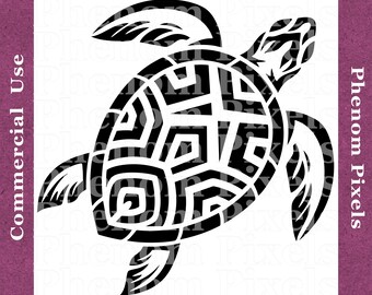 Sea Turtle Tribal Deco - Commercial Use - png and Vector Formats svg eps ai - Digital Download - Print Cut Engrave Carve CNC