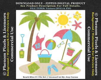 Beach Bliss - Commercial Use - SVG Vectors, PNGs - Tropical Island Vacation - Digital Download