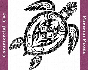 Sea Turtle Tribal Deco - Commercial Use - png and Vector Formats svg eps ai - Digital Download - Print Cut Engrave Carve CNC