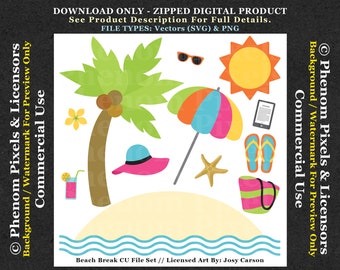 Beach Break - Commercial Use - SVG Vectors, PNGs - Tropical Island Vacation - Digital Download