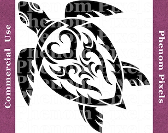 Sea Turtle Tribal Deco - Commercial Use - png and Vector Formats svg eps ai - Digital Download - Print Cut Engrave Carve CNC
