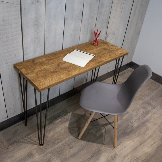 Reclaimed Wood Desk Oak Finish Industrial Home Computer Desk Etsy