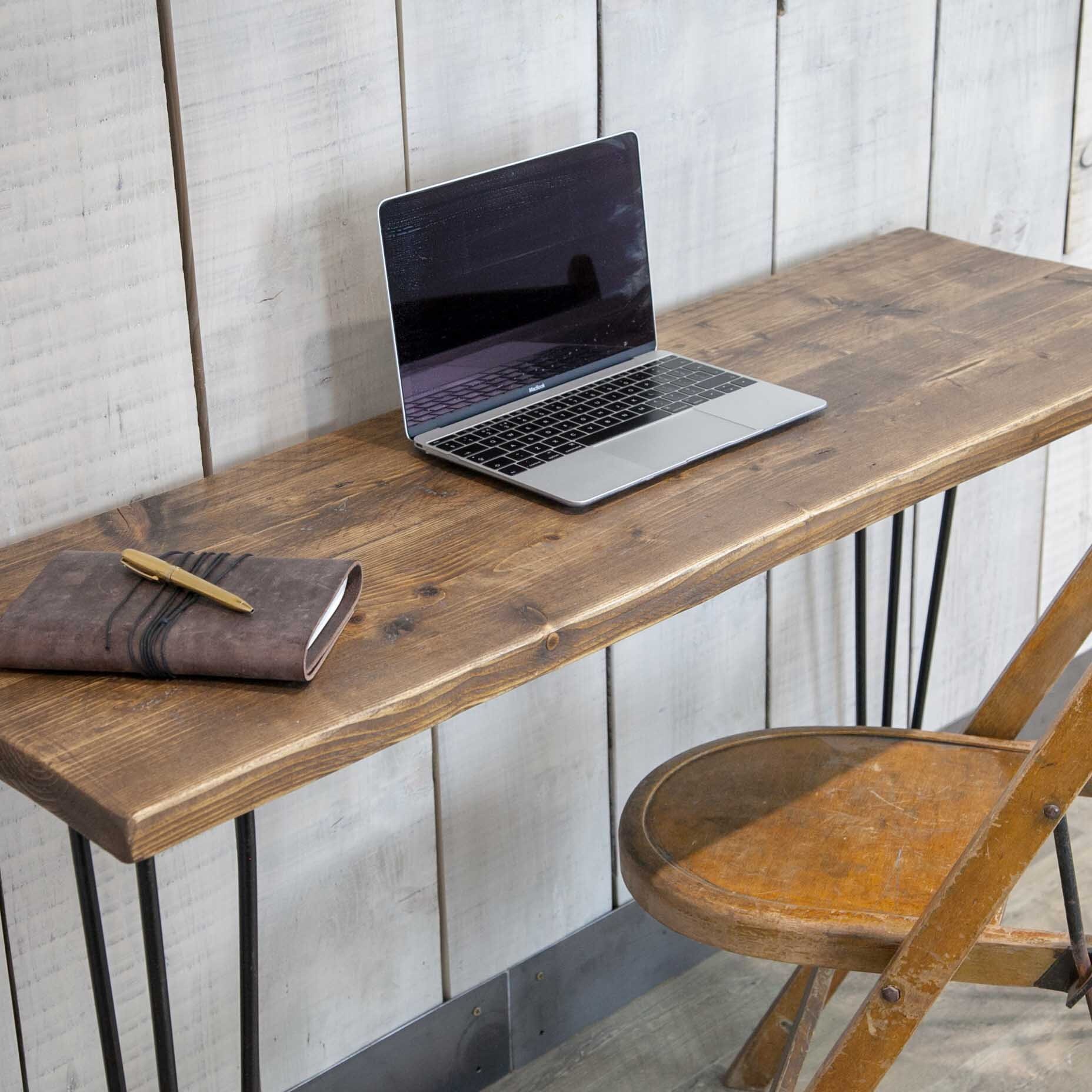 Reclaimed Wood Desk Industrial Home Computer Handmade With Hairpin Legs