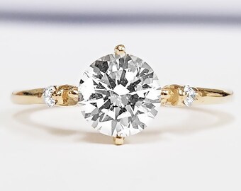 Moissanite and diamond engagement ring handmade in rose gold antique 1920s art deco inspired