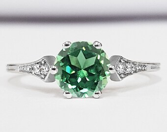Green Sapphire Ring - Etsy UK