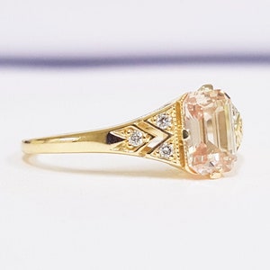 Champagne sapphire and diamond handmade engagement ring in rose/white/yellow gold or platinum for her