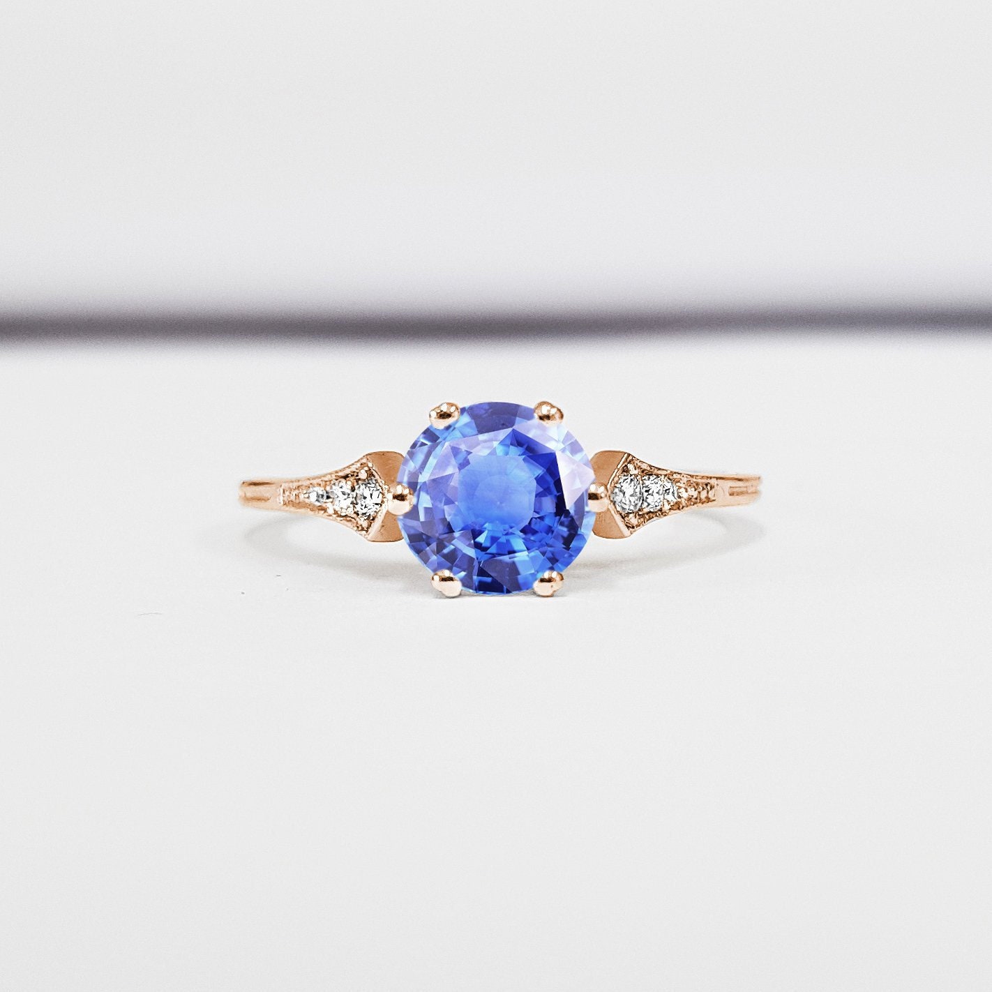 Light blue sapphire and diamond ring clearance