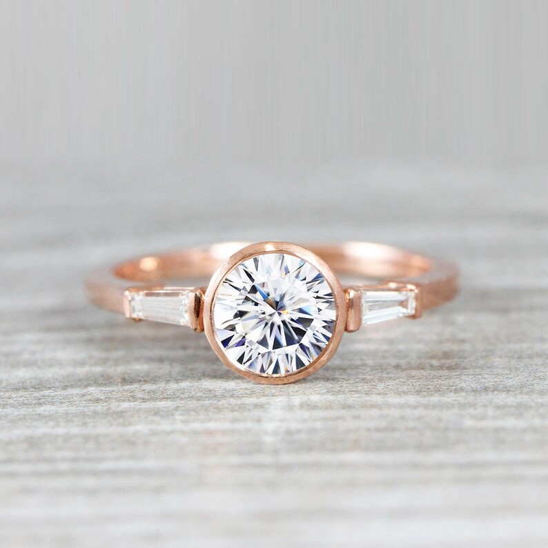 Hearts and Arrows Moissanite and Diamond Engagement Ring Etsy