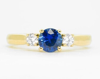 Sapphire and Diamond Trilogy Ring